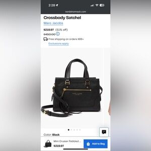 Mini Cruiser Pebbled Leather Crossbody Satchel (black)